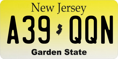 NJ license plate A39QQN