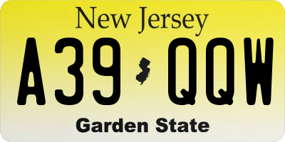 NJ license plate A39QQW
