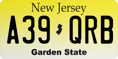 NJ license plate A39QRB