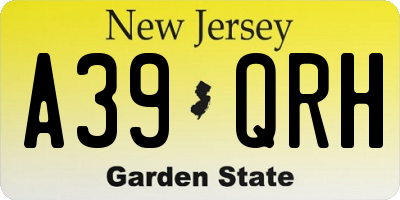 NJ license plate A39QRH