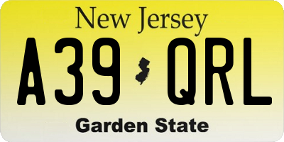 NJ license plate A39QRL