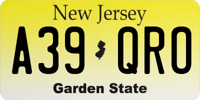 NJ license plate A39QRO