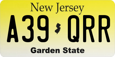 NJ license plate A39QRR