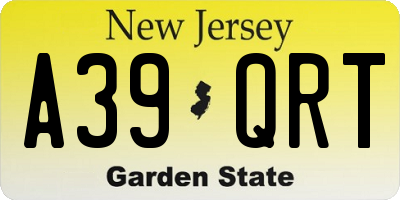 NJ license plate A39QRT