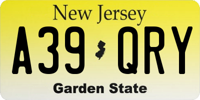 NJ license plate A39QRY