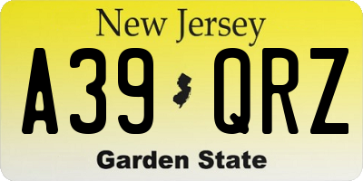 NJ license plate A39QRZ