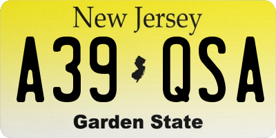 NJ license plate A39QSA
