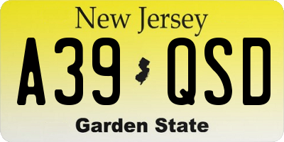 NJ license plate A39QSD