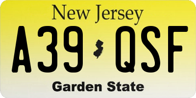 NJ license plate A39QSF