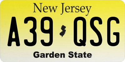 NJ license plate A39QSG
