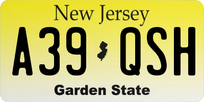 NJ license plate A39QSH