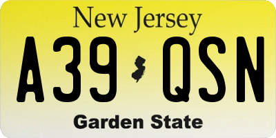NJ license plate A39QSN