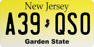 NJ license plate A39QSO