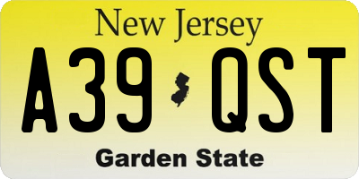 NJ license plate A39QST