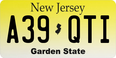 NJ license plate A39QTI