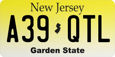 NJ license plate A39QTL