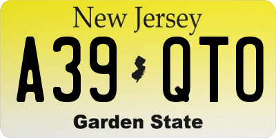 NJ license plate A39QTO