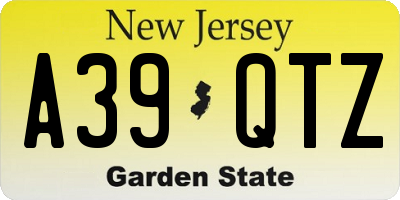 NJ license plate A39QTZ