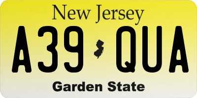 NJ license plate A39QUA