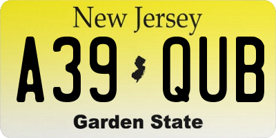 NJ license plate A39QUB