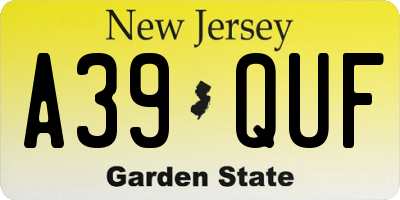 NJ license plate A39QUF