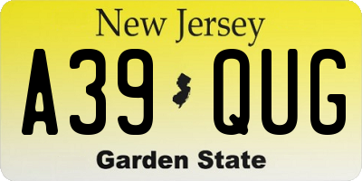 NJ license plate A39QUG