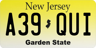 NJ license plate A39QUI