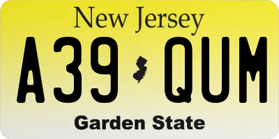 NJ license plate A39QUM