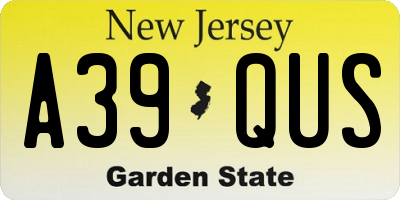 NJ license plate A39QUS