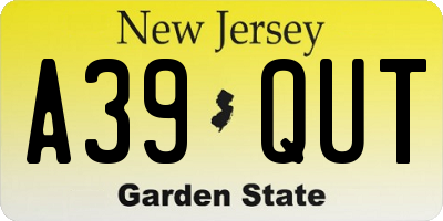 NJ license plate A39QUT
