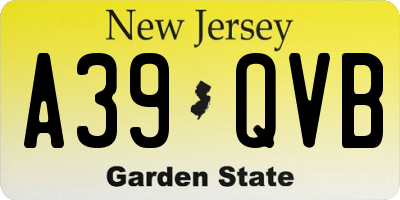 NJ license plate A39QVB