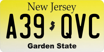 NJ license plate A39QVC