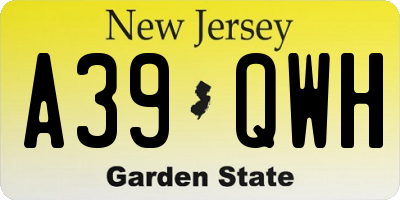 NJ license plate A39QWH