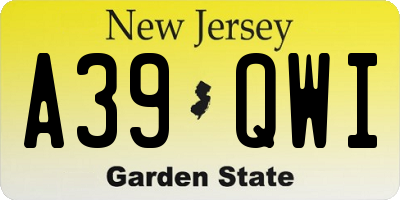 NJ license plate A39QWI