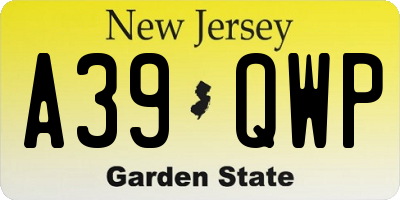 NJ license plate A39QWP