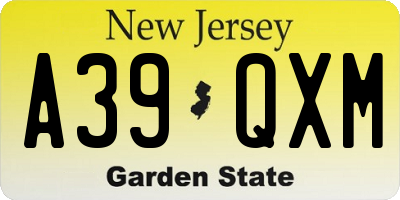 NJ license plate A39QXM