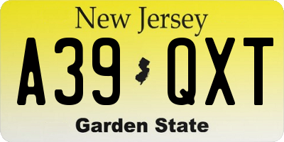 NJ license plate A39QXT