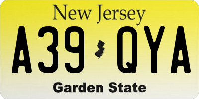 NJ license plate A39QYA