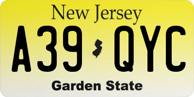 NJ license plate A39QYC