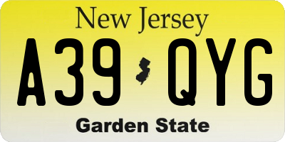 NJ license plate A39QYG