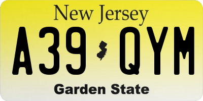 NJ license plate A39QYM