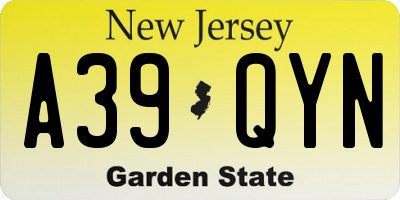 NJ license plate A39QYN