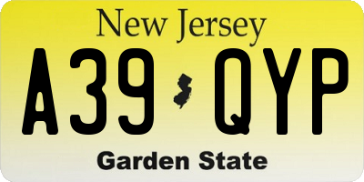 NJ license plate A39QYP