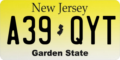 NJ license plate A39QYT