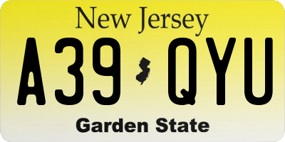 NJ license plate A39QYU