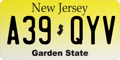 NJ license plate A39QYV