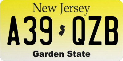 NJ license plate A39QZB
