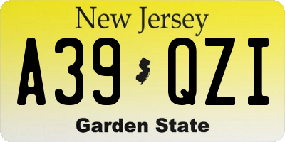 NJ license plate A39QZI