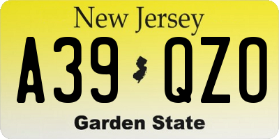 NJ license plate A39QZO
