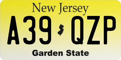 NJ license plate A39QZP